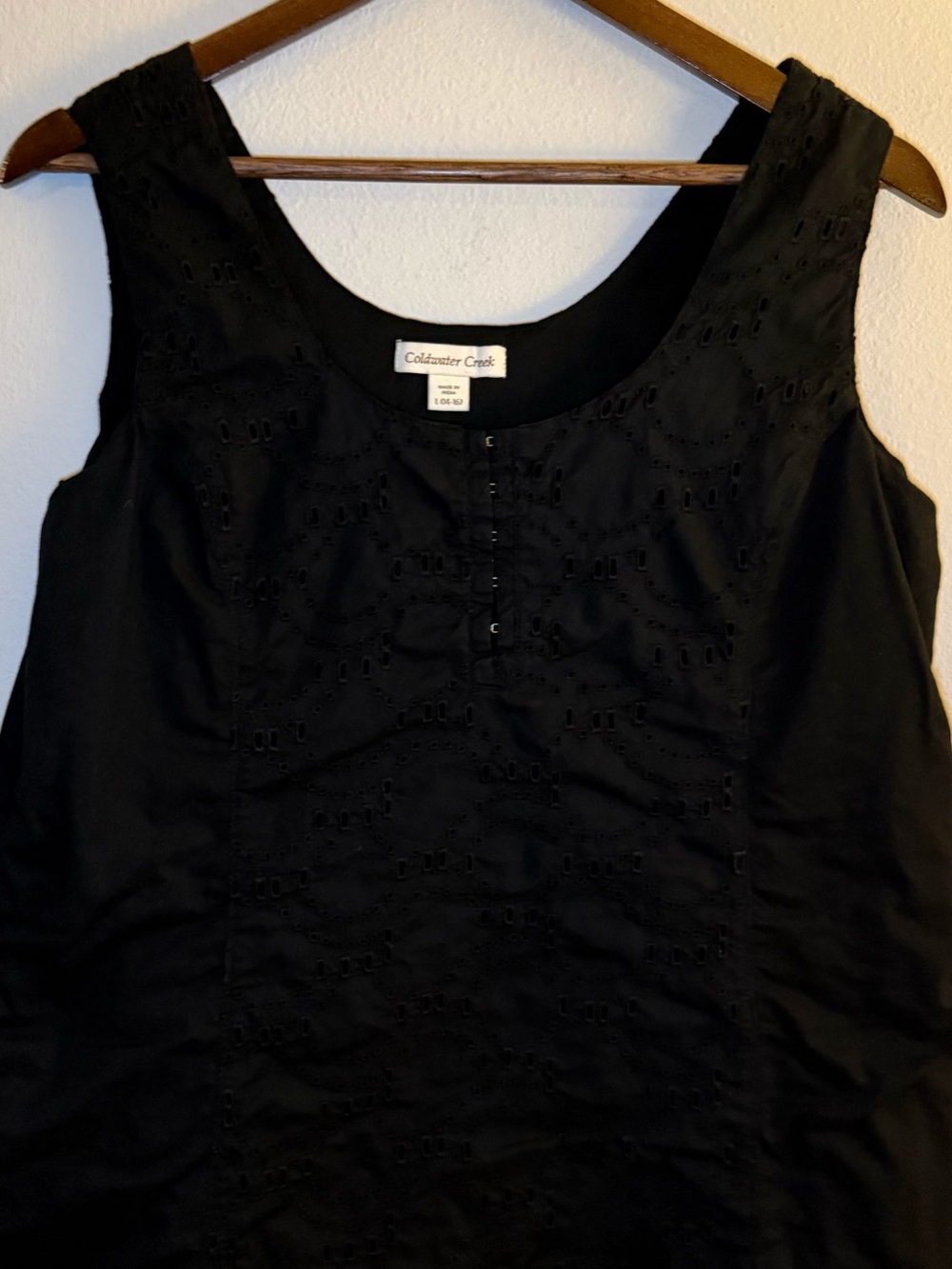 Coldwater Creek Black Eyelet Scoop Neck Tank